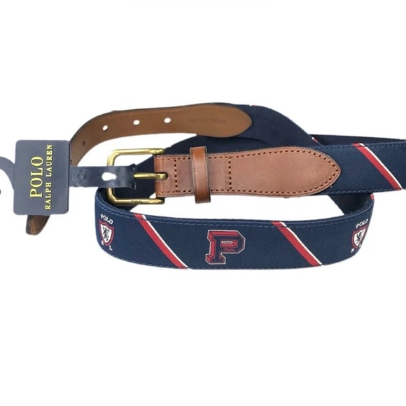 Polo Ralph Lauren Striped Logo Crest Belt 40 - Picture 2 of 10